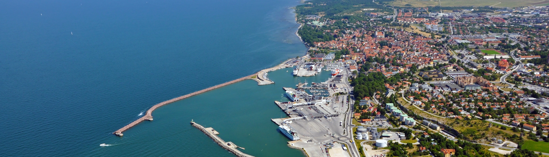 Flygbild över Visby